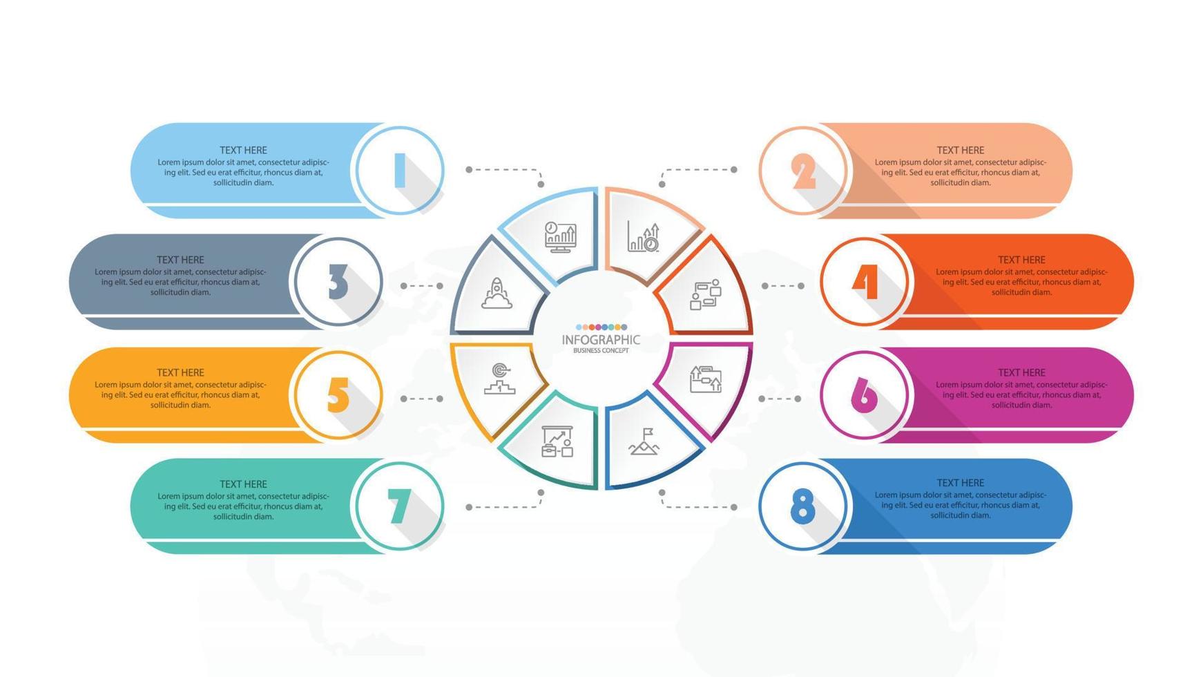 Standard infographic with 8 steps, process or options. vector