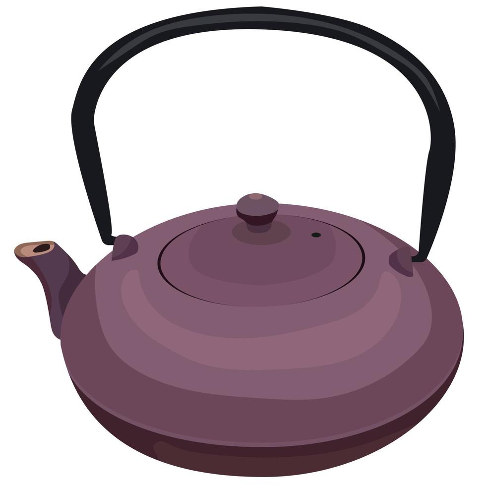 hermosa taza de té chino 3d en diseño púrpura. elemento de diseño para salón de té o cafetería, aislado en fondo blanco vector