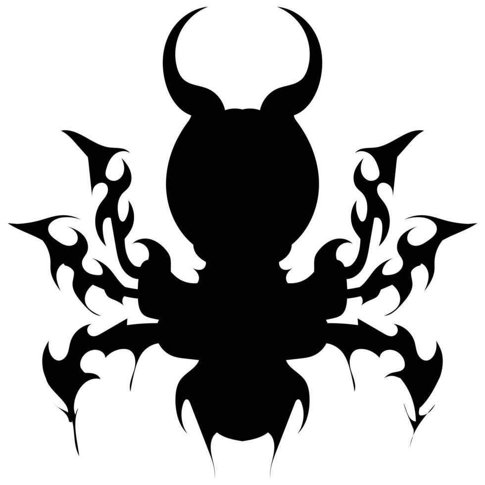 Gothic black and white image of termite for tattoos or prints. Black line icon for shields or sports emblems, textiles, web icons, textiles, labels, interiors, fashion trends, postcards, etc. vector