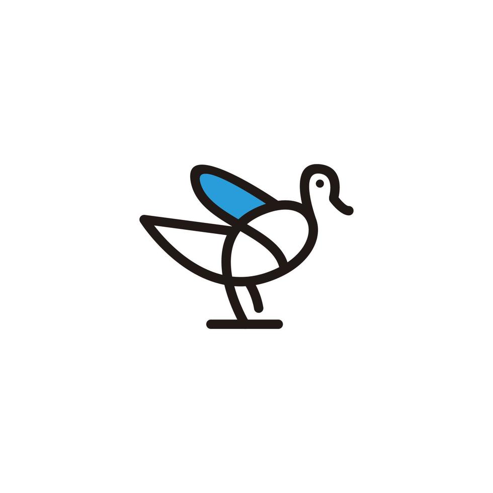 plantilla de esquema de arte de línea de icono de vector de logotipo de pájaro