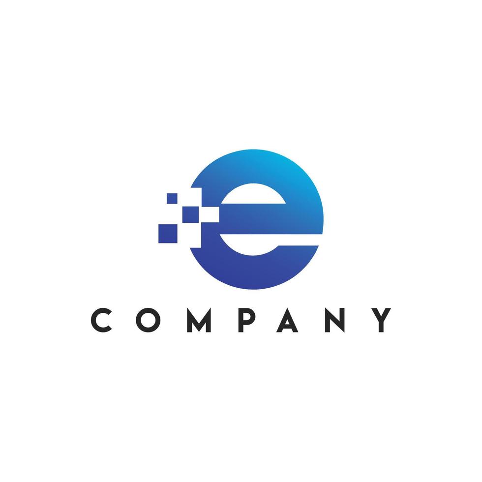 Data Pixel E Letter Logo, Initial E Logo Design Template vector