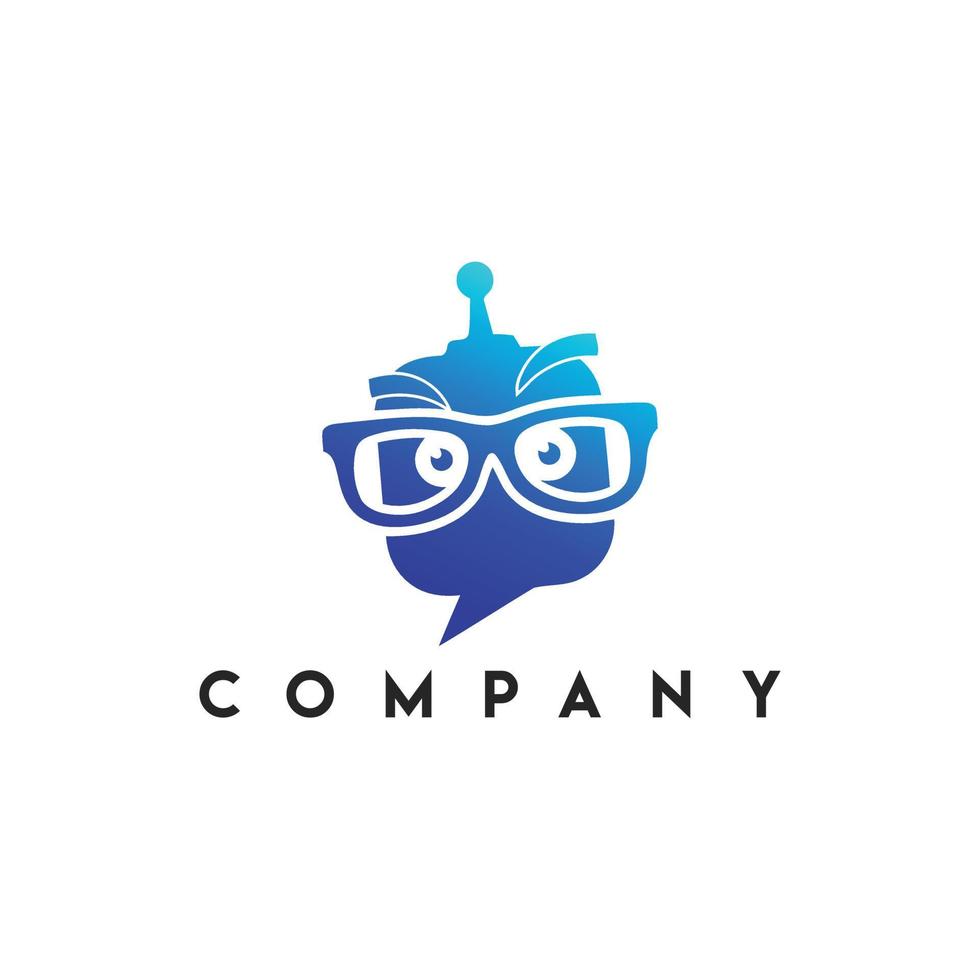 Nerd Bot Helper Logo, chatter bot, helper chatbot logo vector