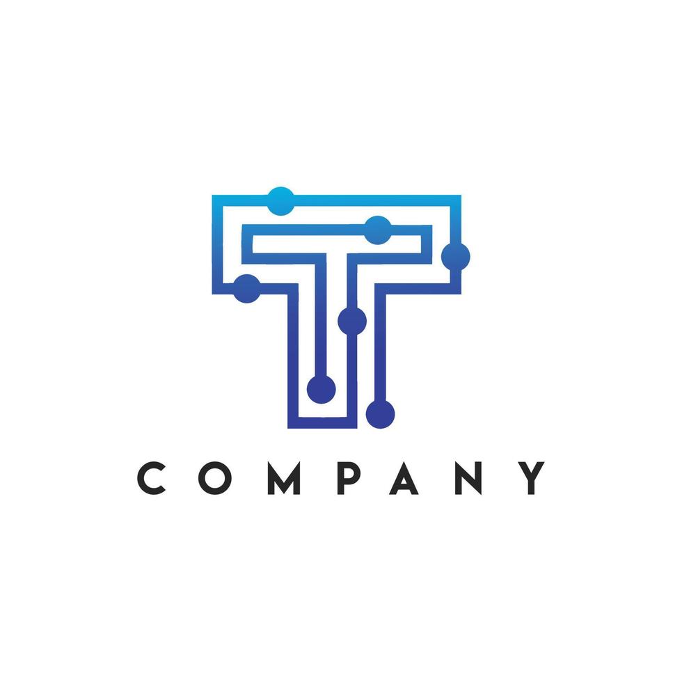 Technologies Network T Letter Logo template Vector illustration