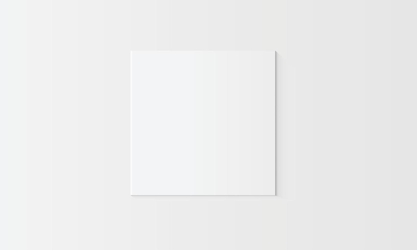 Illustration vector empty square canvas frame with shadow on white wall.