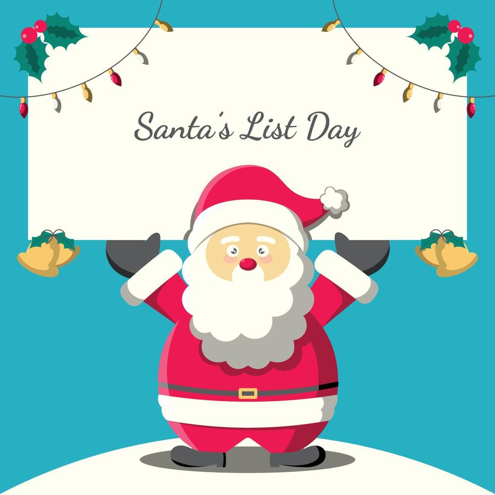 Santas List Day background. Design with cartoon style. vector