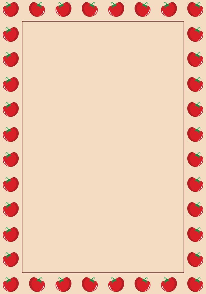 Tomato border frame background. Vector illustration.