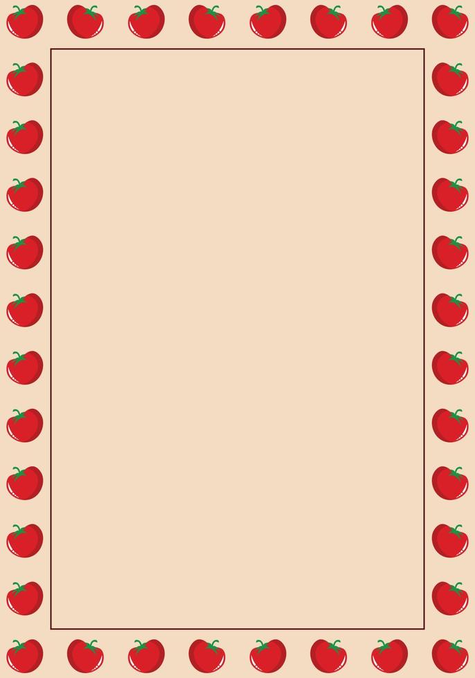 Tomato border frame background. Vector illustration.