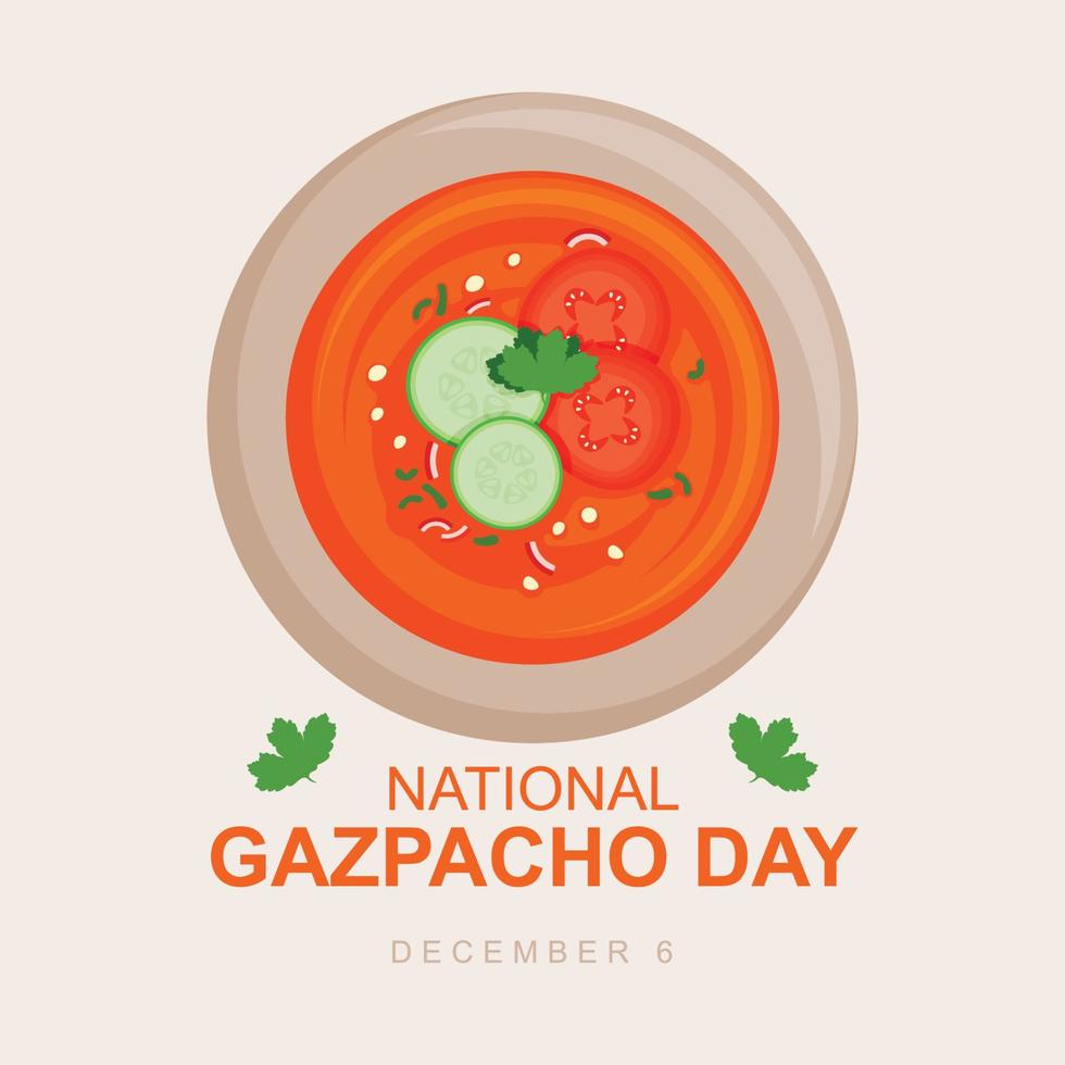 National gazpacho day background. Design with delicious cucumber gazpacho. vector