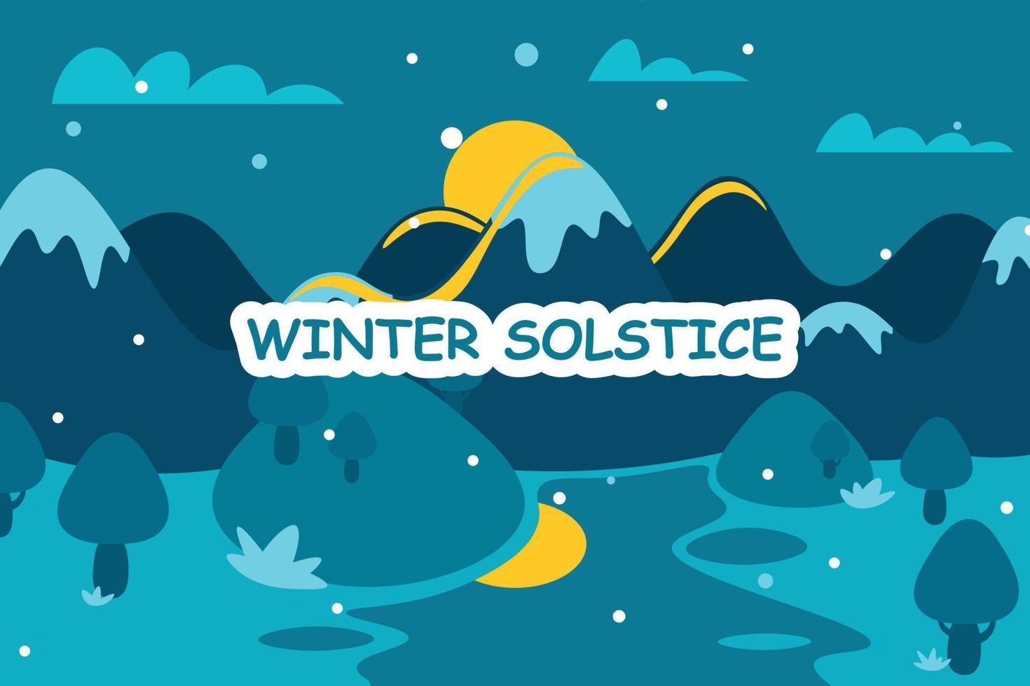 Winter Solstice background. Design with winter landscape. vector