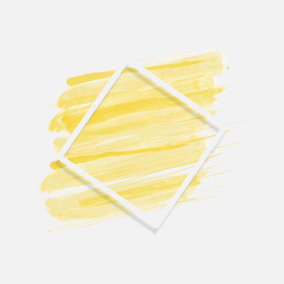 Yellow brush with rectangle frame line background. Vector illustration.