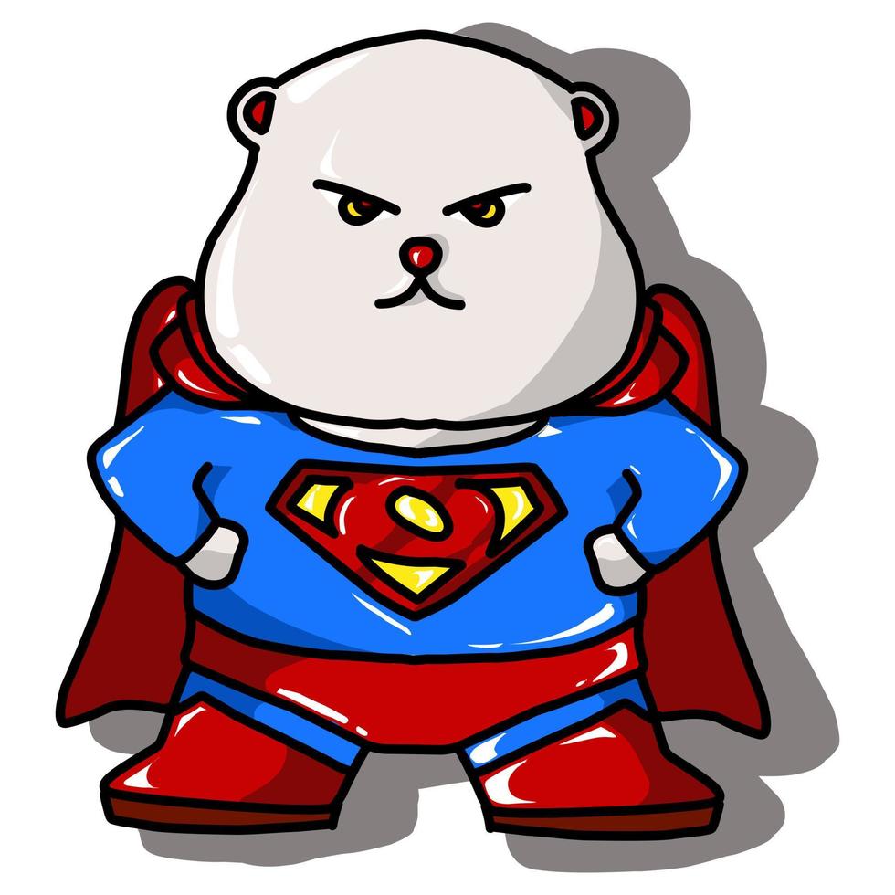 diseño de vector de oso de dibujos animados con traje de superhéroe adecuado para logotipos, pegatinas y otros