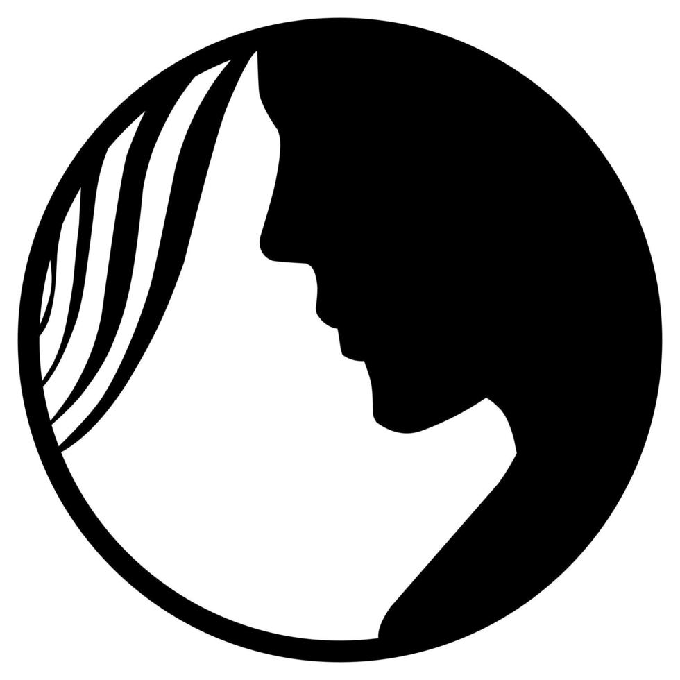 diseño vectorial de silueta de mujer con pelo largo adecuado para logotipos, pegatinas y otros vector