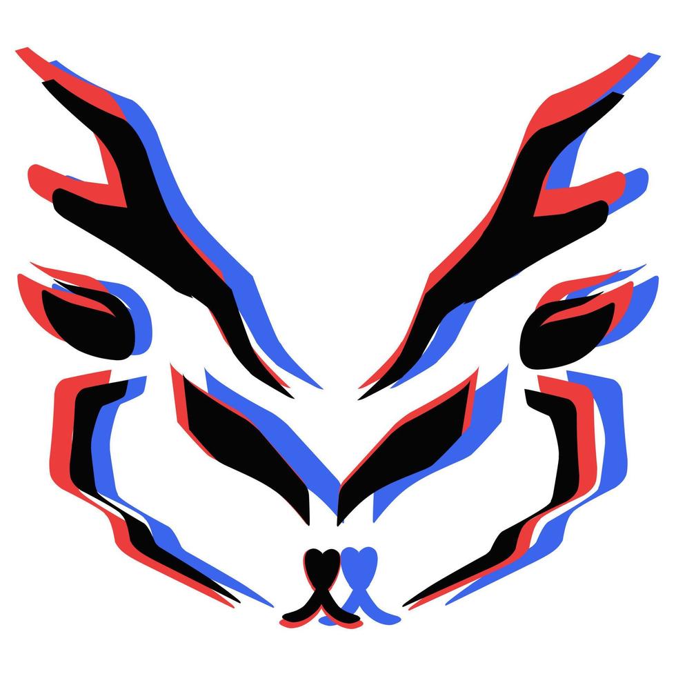 3D deer tattoo vector design suitable for logos, stickers and more