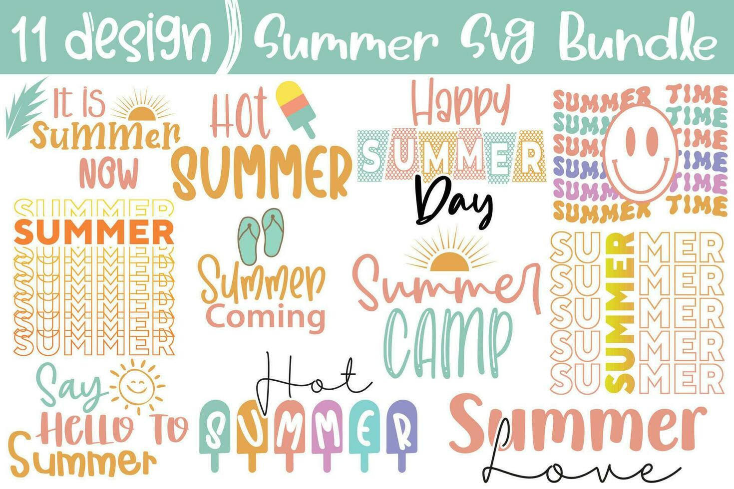 New professional summer quotes SVG cut files design bundle vector
