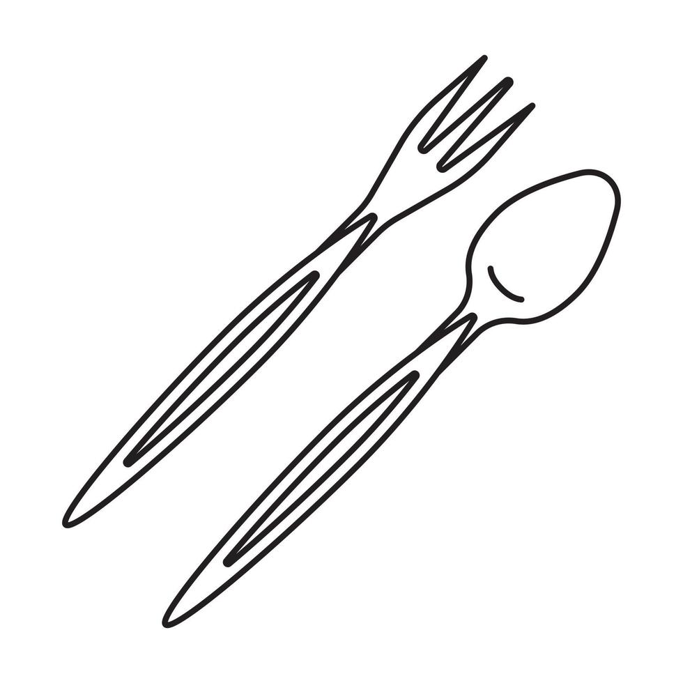 Line art icon a one pair of spoons and forks for apps or websites vector