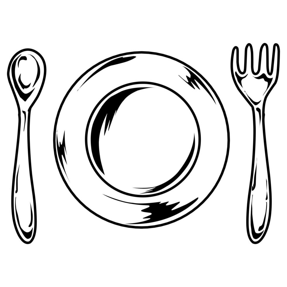Plate, spoon and fork vector design suitable for logos, stickers and more