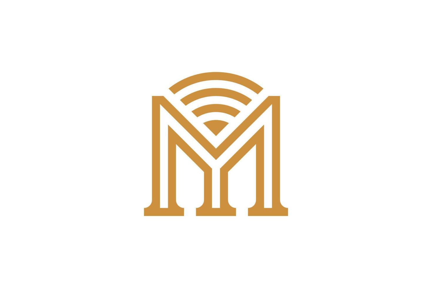 Abstract Initial Letter M Monoline Logo vector