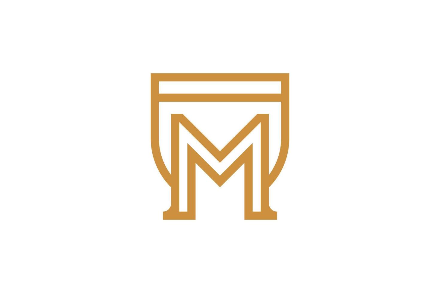 resumen inicial letra m monoline logo vector