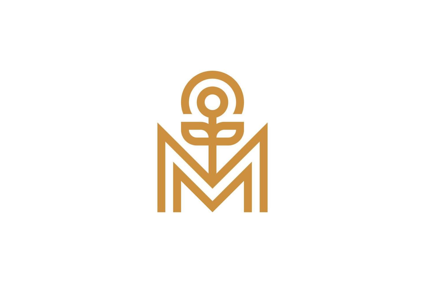 Abstract Initial Letter M Monoline Logo vector