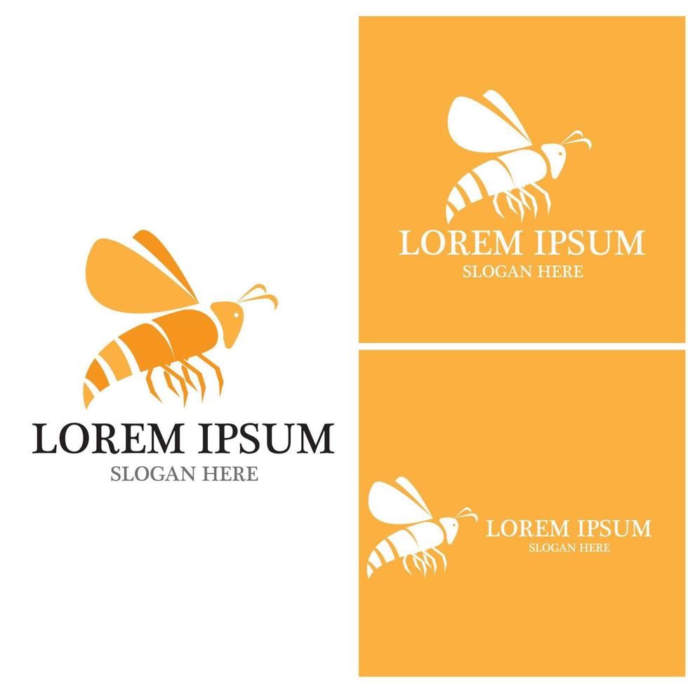 Ilustración de plantilla de vector de logotipo de abeja de miel