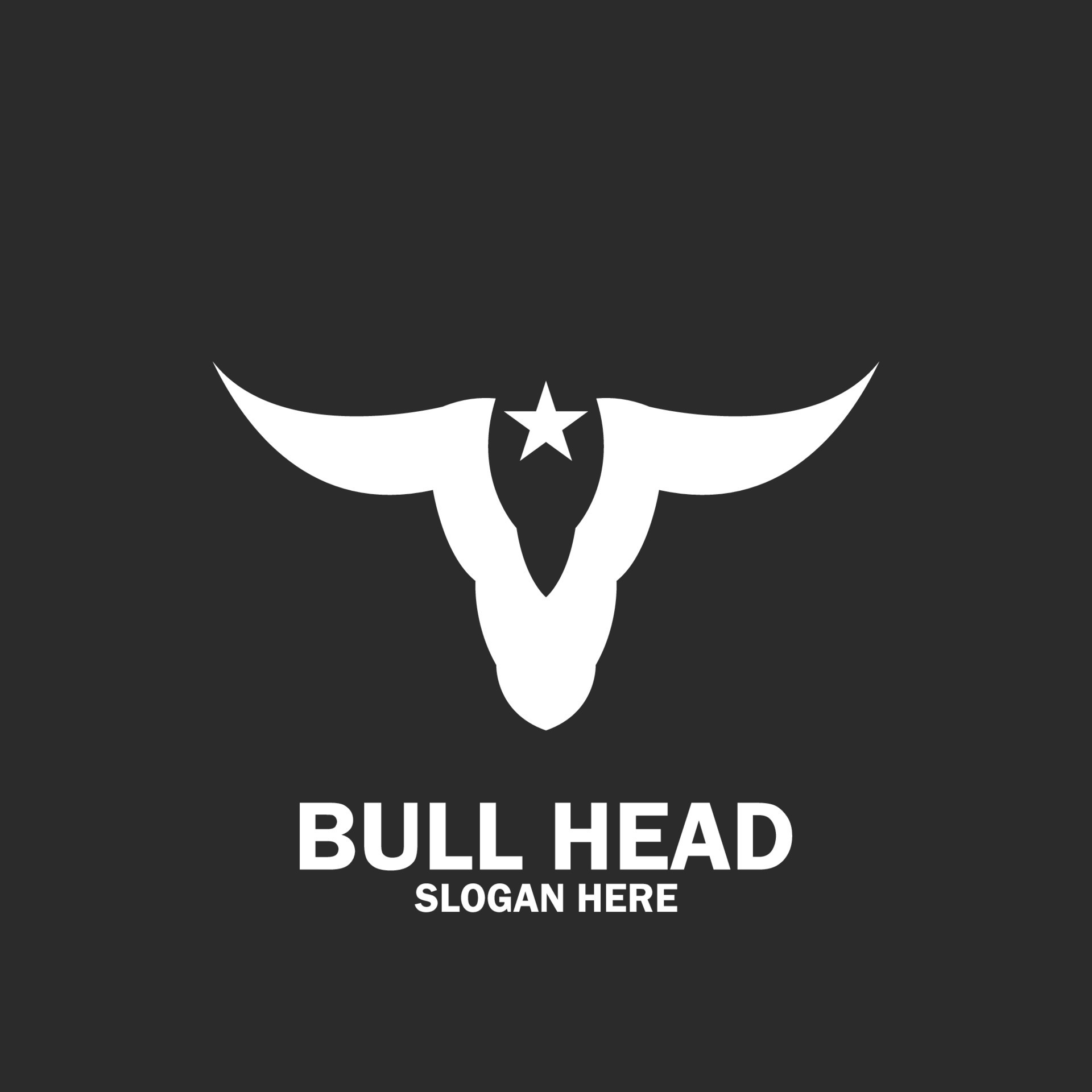 Long Horn Bull Buffalo Cow Cattle Head Toro Taurus logo design