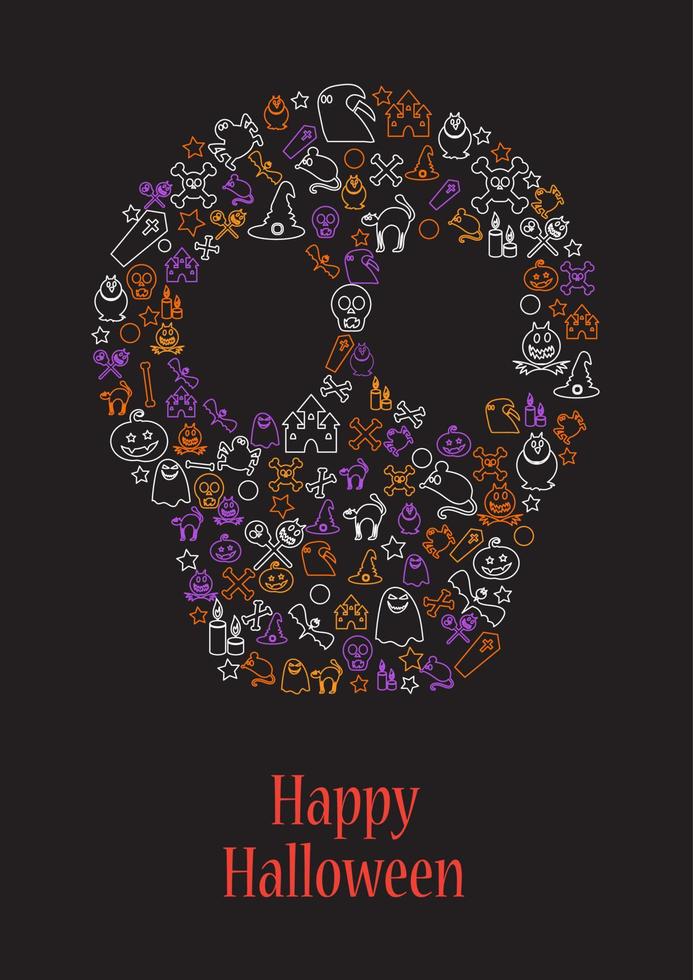 Happy Halloween Design Element For Poster, Card vector