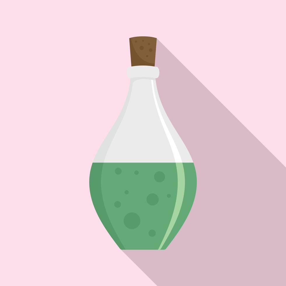 Potion elixir bottle icon, flat style vector