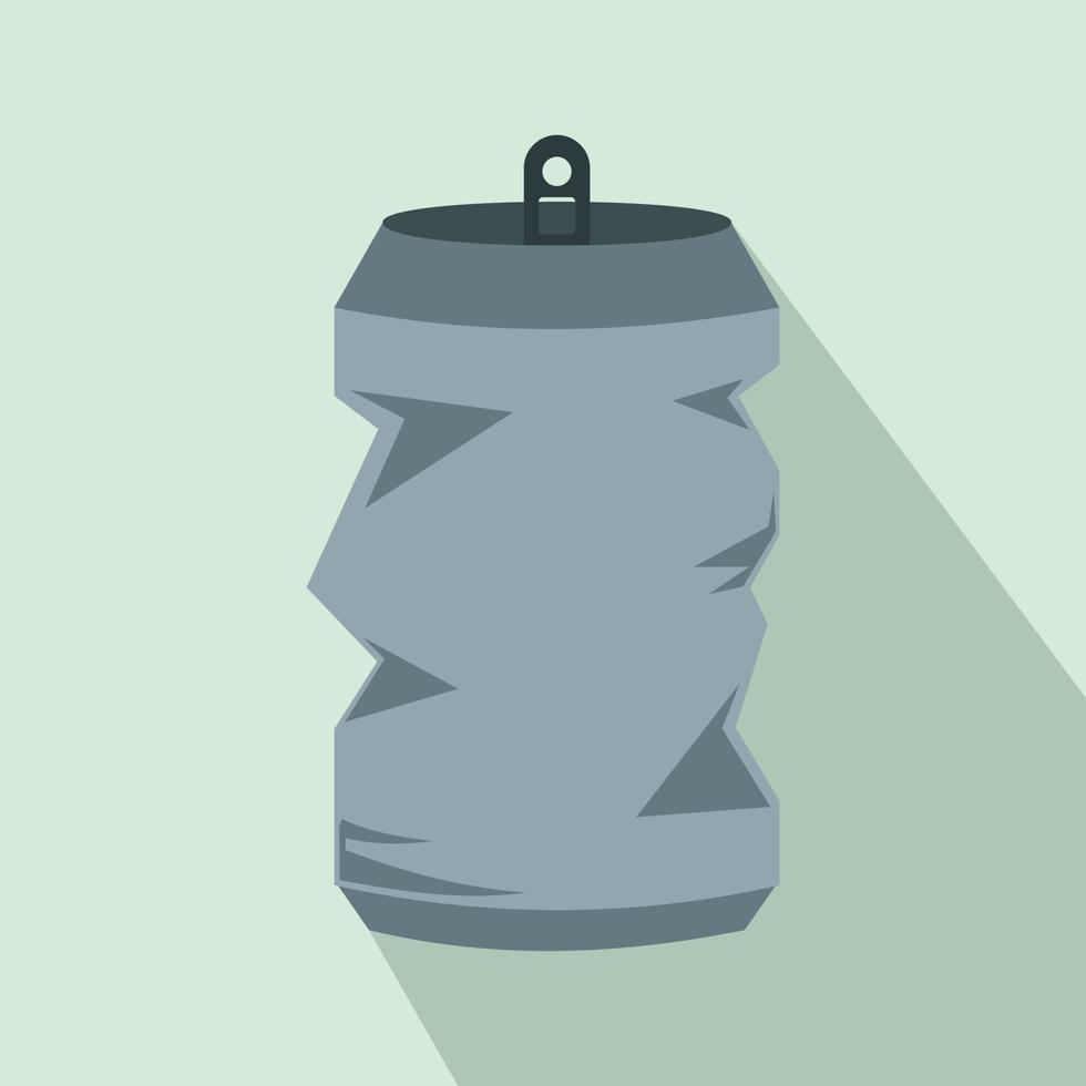 icono de latas de aluminio arrugado, tipo plano vector