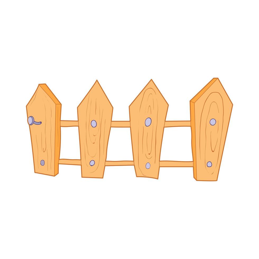 Wooden fence icon, cartoon style vector