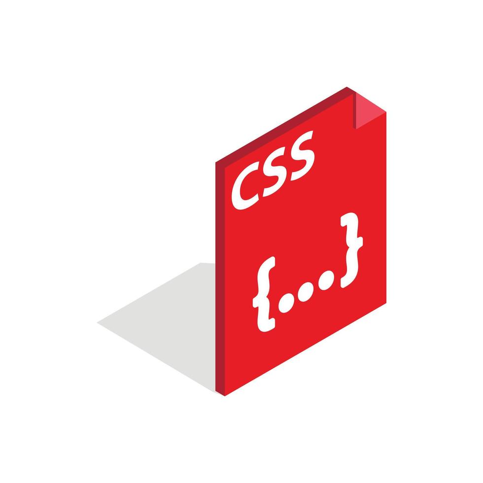 CSS file extension icon, isometric 3d style vector