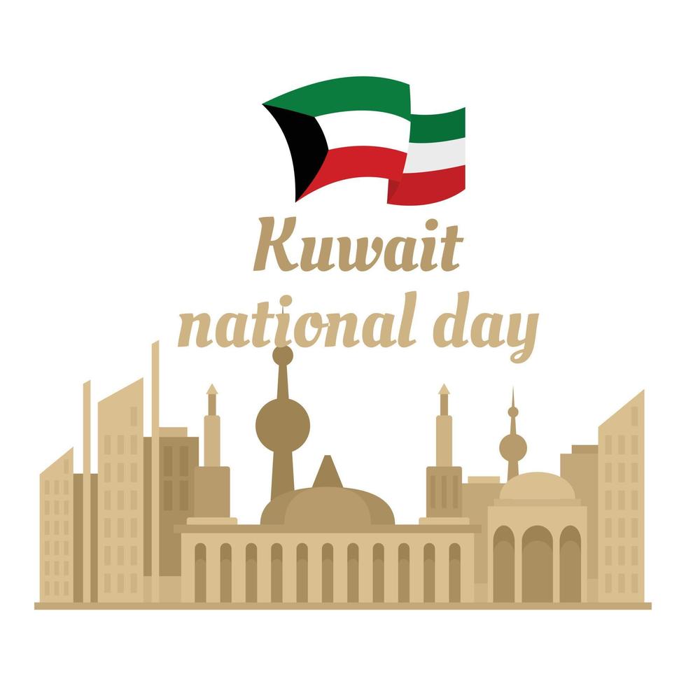 fondo del día nacional de kuwait, estilo plano vector