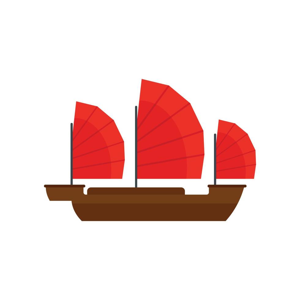 icono de barco de china, estilo plano vector