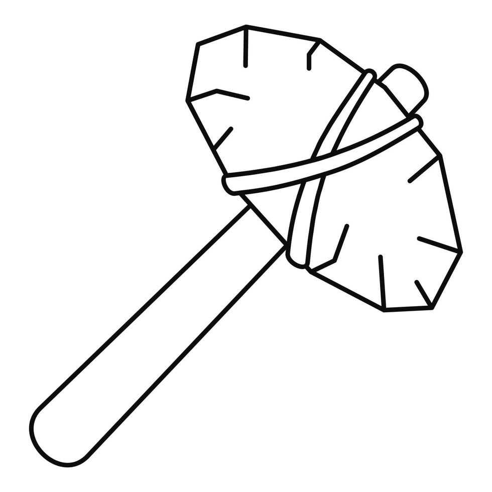 antiguo icono de martillo de piedra, estilo de esquema vector