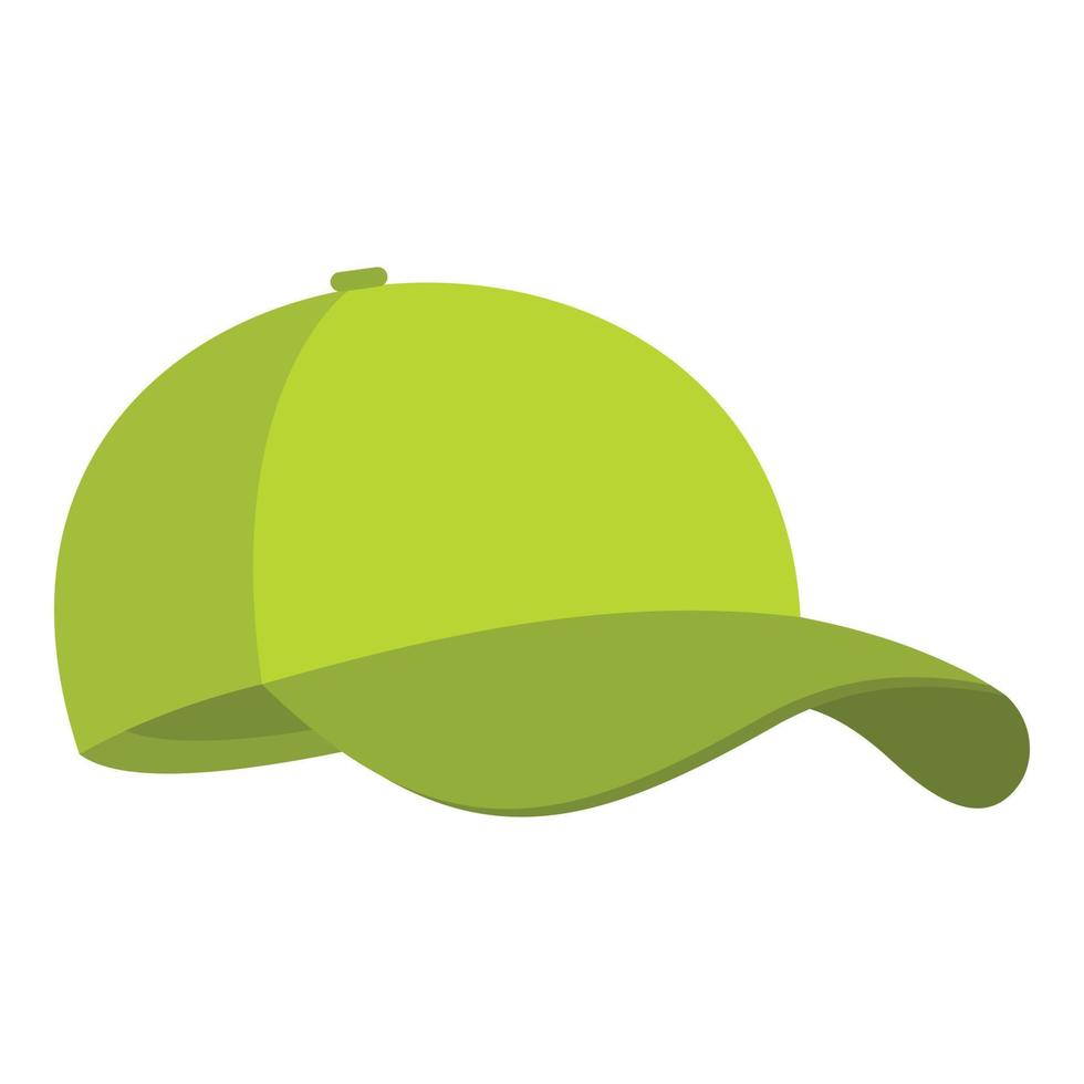 icono de gorra de béisbol verde, estilo plano. vector