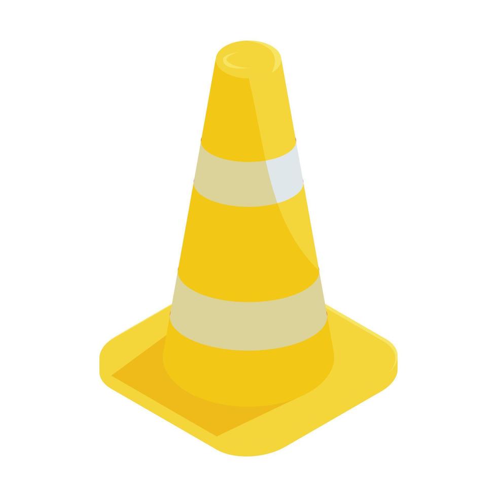 Traffic cone icon in cartoon style vector