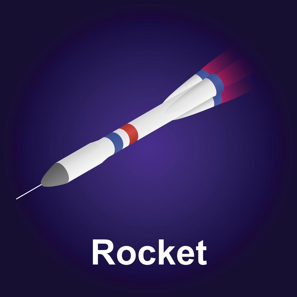 Space rocket icon, isometric style vector