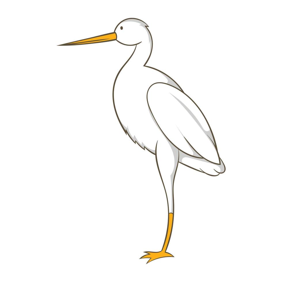 White crane icon, cartoon style vector