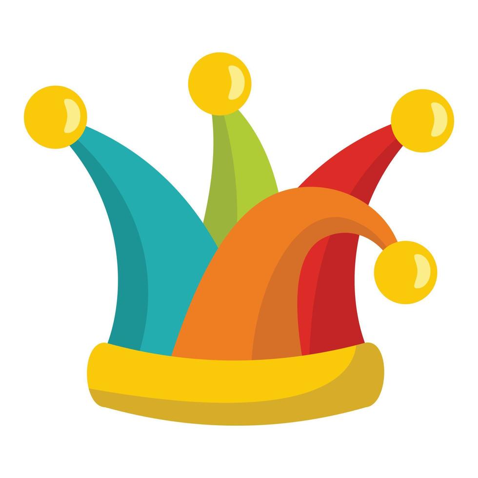 Jester cap icon, flat style vector