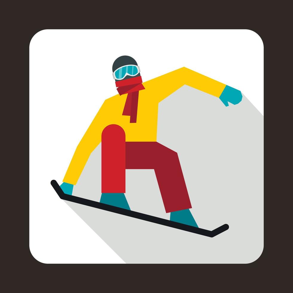 Snowboarder on the snowboard deck icon vector