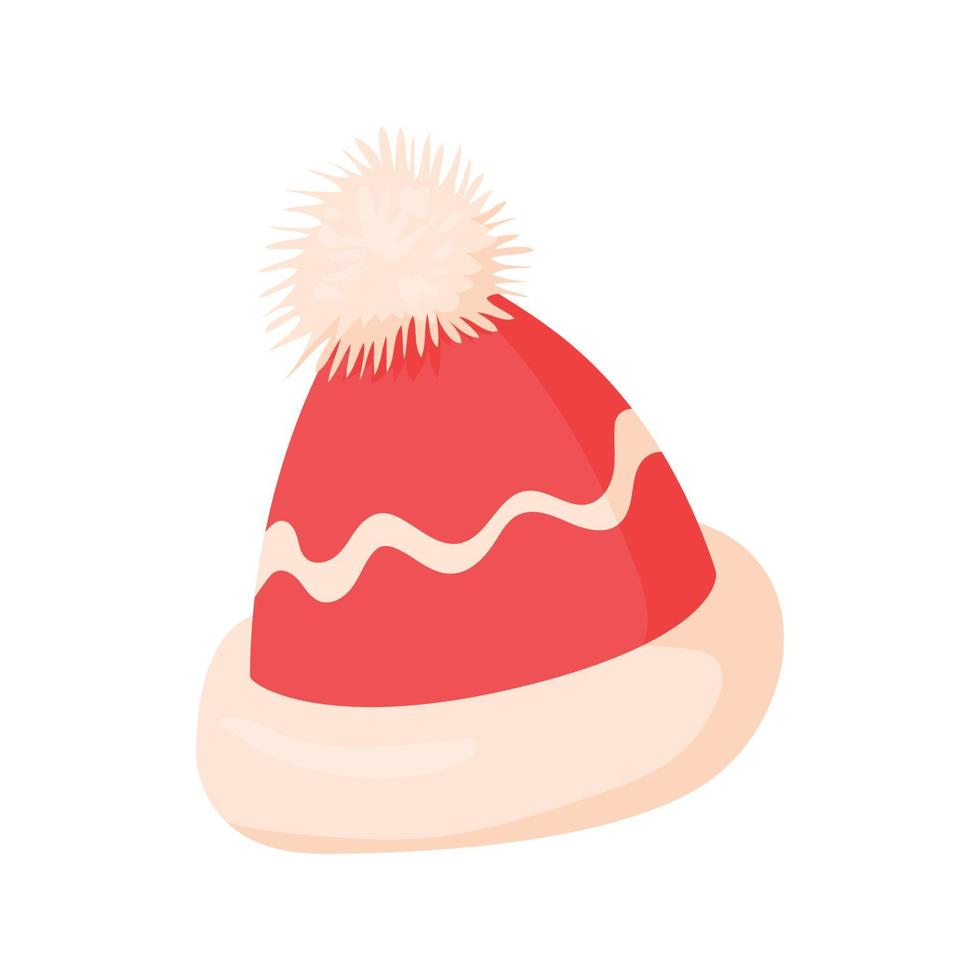 icono de sombrero de invierno, estilo de dibujos animados vector