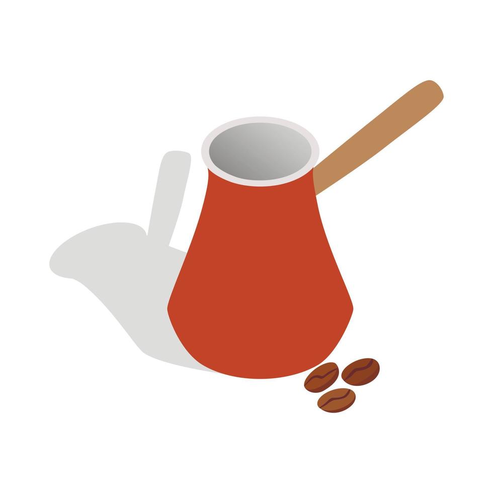 Cezve for coffee and coffee beans icon vector