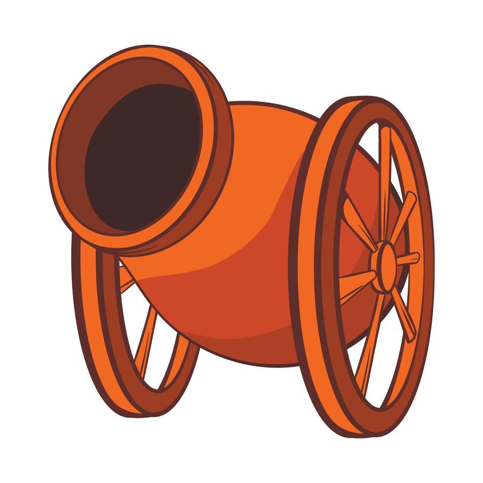 Medieval cannon icon, cartoon style vector
