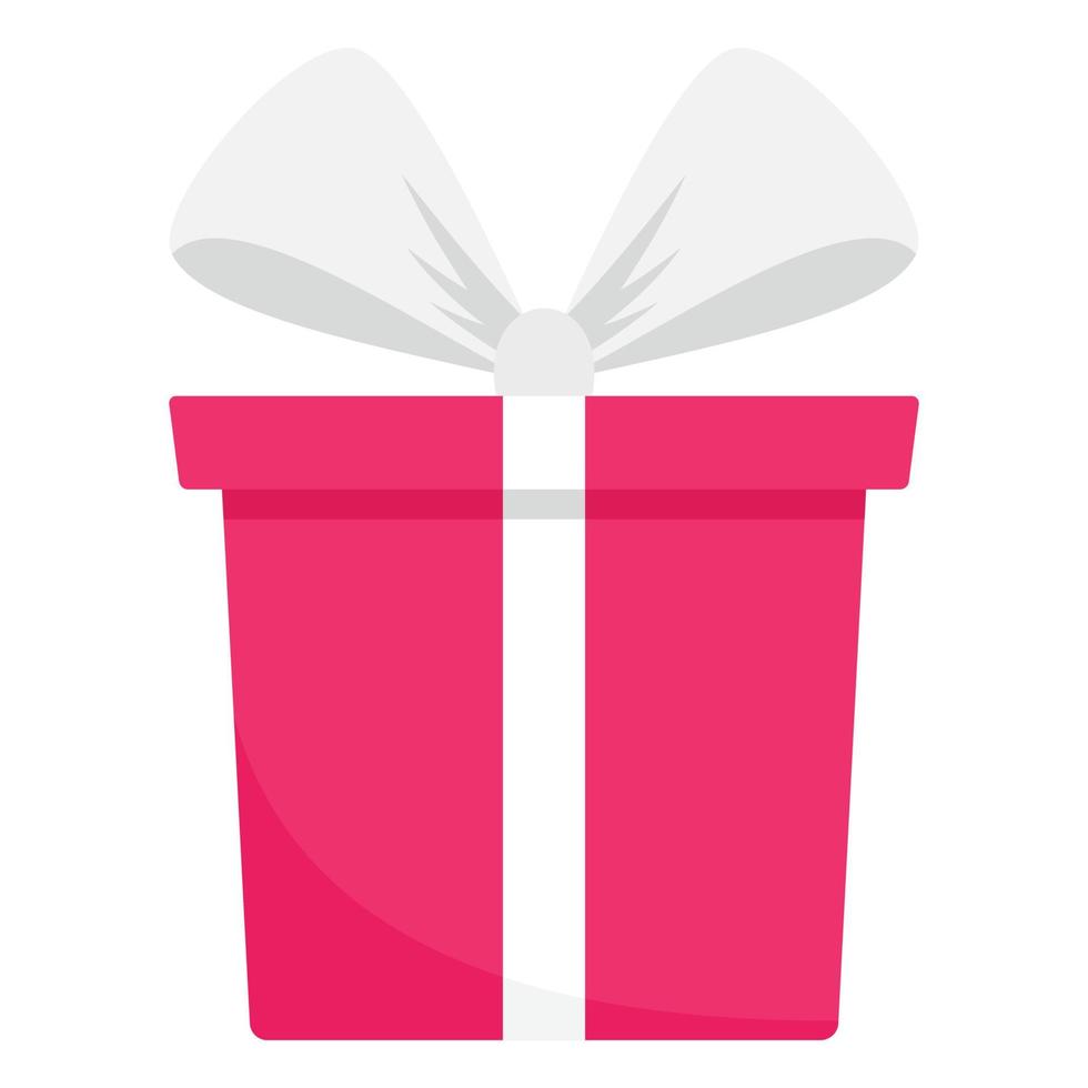 Pink gift box icon, flat style vector