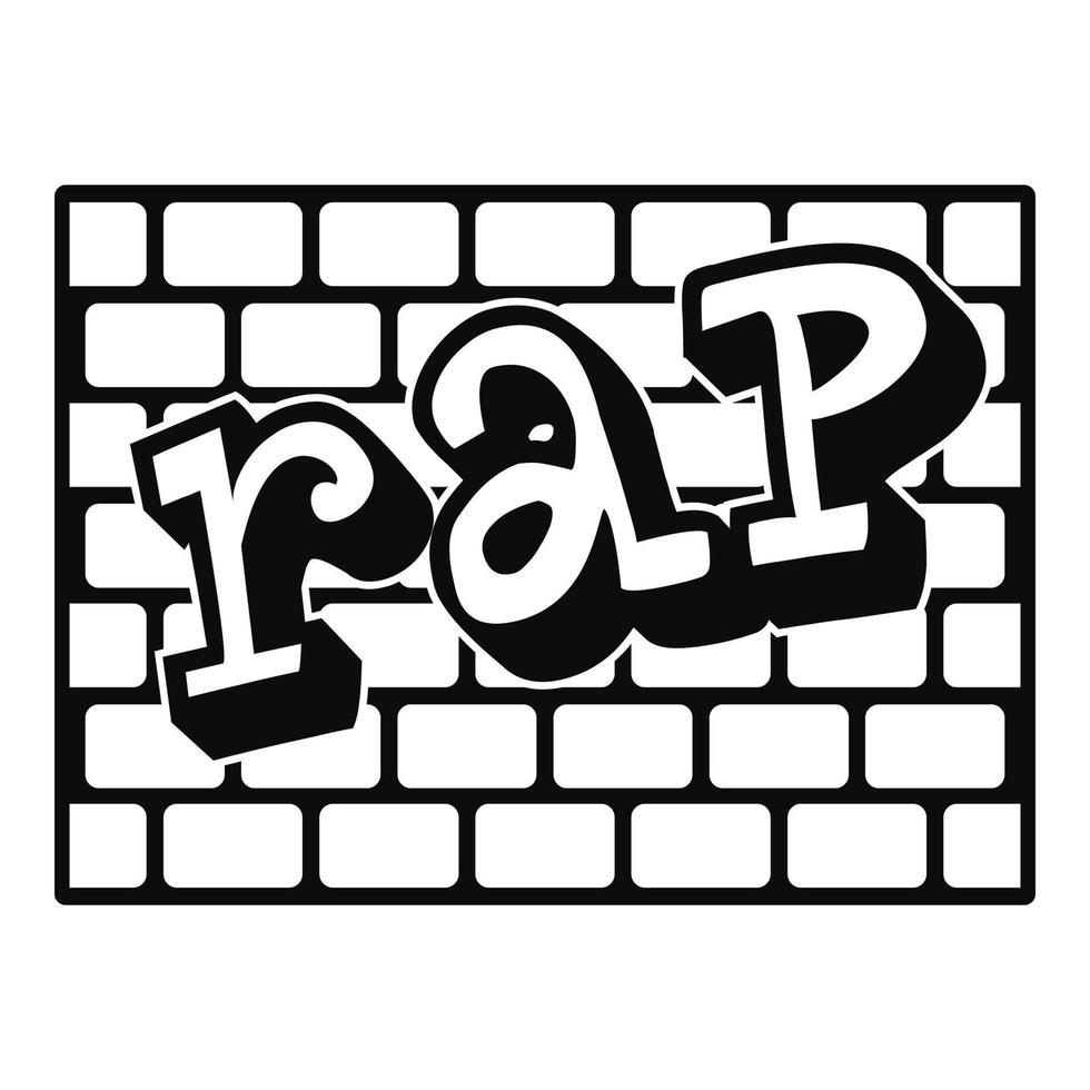 Rap bricks wall icon, simple style vector