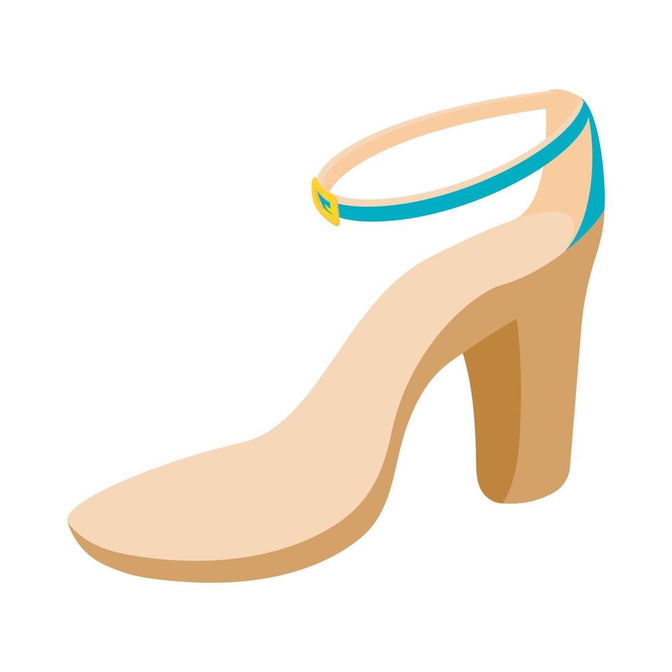 Biege high heel shoe icon, cartoon style vector