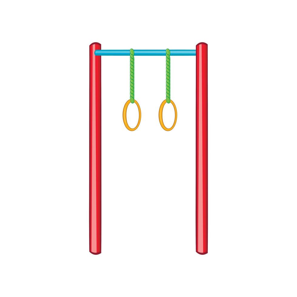 Horizontal bar with rings icon, cartoon style vector