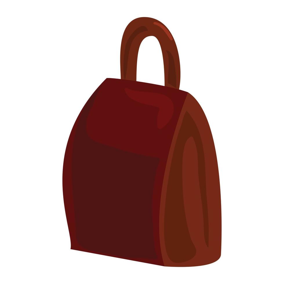 Brown backpack icon, cartoon style vector