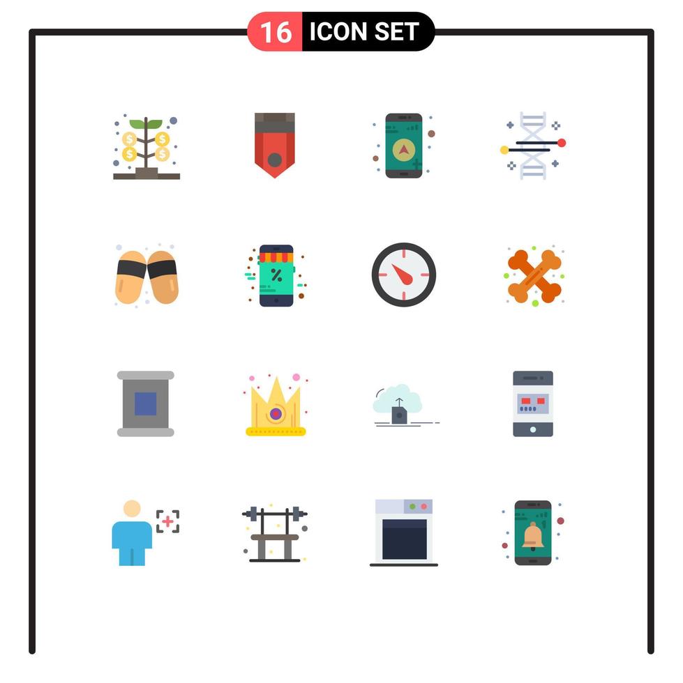 conjunto de 16 iconos de interfaz de usuario modernos símbolos signos para sandalia modificación genética raya ingeniería genética cromosoma paquete editable de elementos creativos de diseño de vectores