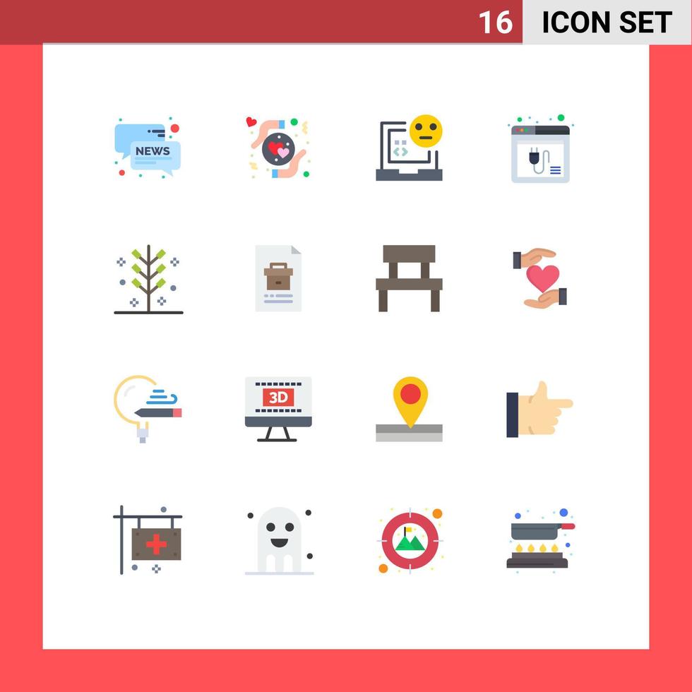 Mobile Interface Flat Color Set of 16 Pictograms of website plugin bad internet error Editable Pack of Creative Vector Design Elements