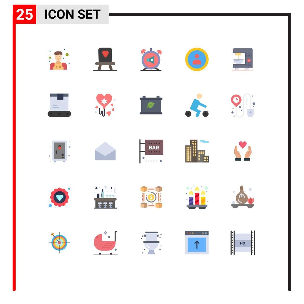 Pack of 25 Modern Flat Colors Signs and Symbols for Web Print Media such as delivery home off electric user Editable Vector Design Elements
